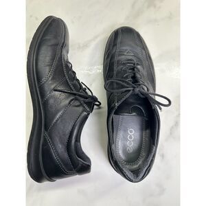 Ecco Sky Black Leather Lace Up Comfort Casual Sneakers Academia Walking Shoes